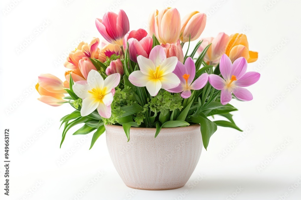 custom made wallpaper toronto digitalA vibrant bouquet of tulips and flowers in a decorative pot, symbolizing beauty and nature.