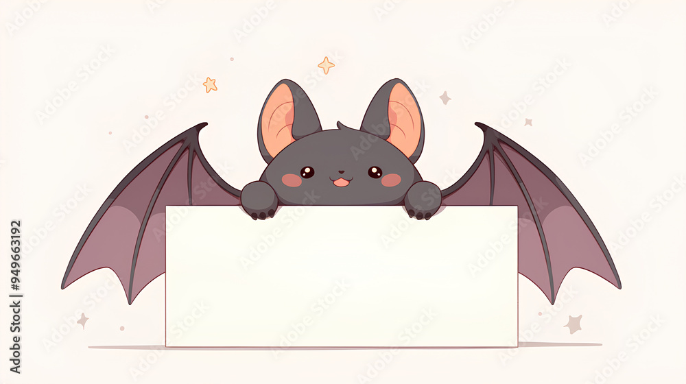 cute bat holding up a blank sign, colorful cartoon character, empty banner,, anime style, cute kawaii, simple, smiling happy. isolated background cute bat holding up a blank sign, colorful cartoon character, empty banner,, anime style, cute kawaii, simple, smiling happy. isolated background