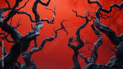 Wallpaper Mural Enchanting Halloween Claymation Scene with Twisted Trees in Ultra HD 3D Animation Style Torontodigital.ca