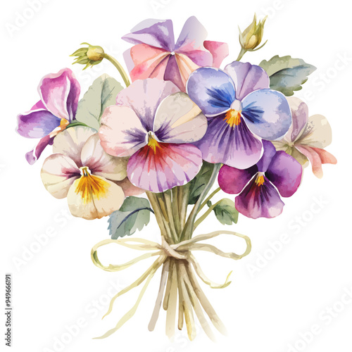 Watercolor Pansy Bouquet