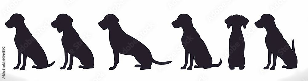 Silhouettes of playful dogs in various poses showcasing their lively nature.