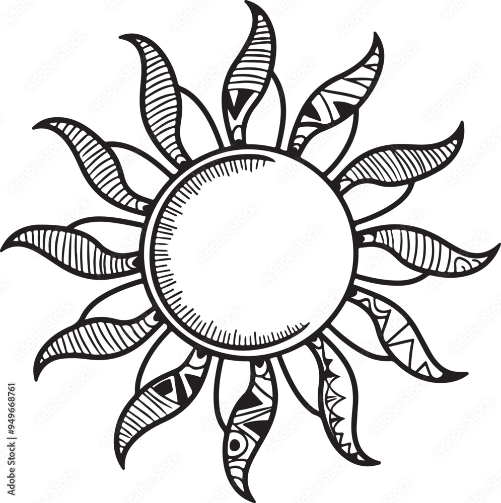 Sun Tattoo Concept: Unique Hand-Drawn Illustration Sun Tattoo Concept: Unique Hand-Drawn Illustration
