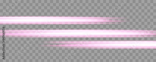 Speed rays, velocity light neon flow, zoom in motion effect, pink glow speed lines, colorful light trails, stripes. Abstract background, vector illustration.