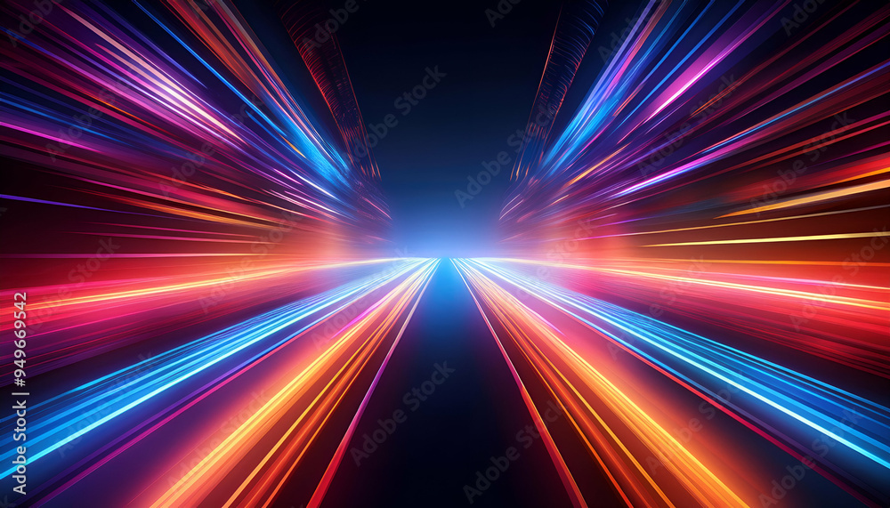 Dynamic, texture abstract light show with a kaleidoscope of neon light technology colors.