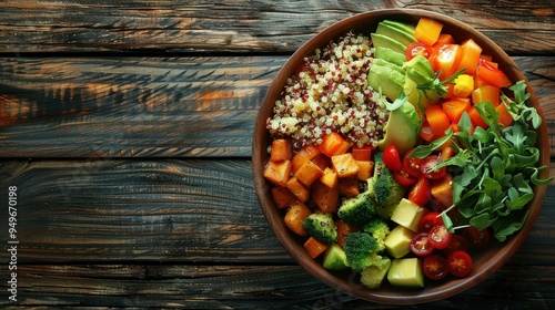 Healthy Quinoa Salad with Avocado, Broccoli and Tomatoes