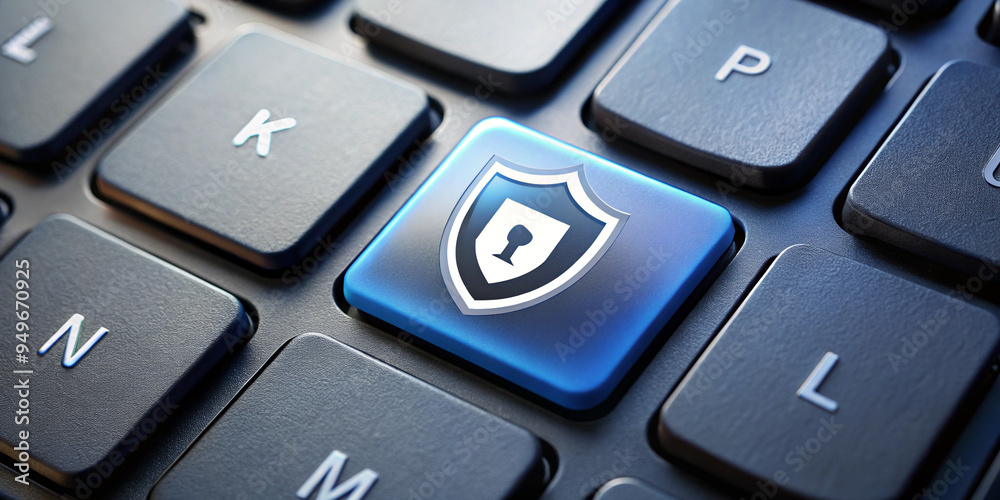 Cyber Security Prompt - Show a Computer Keyboard with Security Elements Cyber Security Prompt - Show a Computer Keyboard with Security Elements