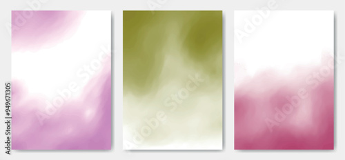 Colourful watercolor template set for business brochure, flyer, leaflet, poster, banners wall arts. Perfect soft acrylic colours elements. Abstract vintage border boxes for text. Ink drawing effect 