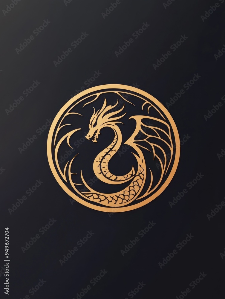 A stylized golden dragon emblem within a circular design on a dark background. A stylized golden dragon emblem within a circular design on a dark background.