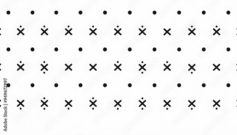 Obraz premium Repeating patterns of small, simple shapes like dots, crosses, or lines, spaced out across a solid background