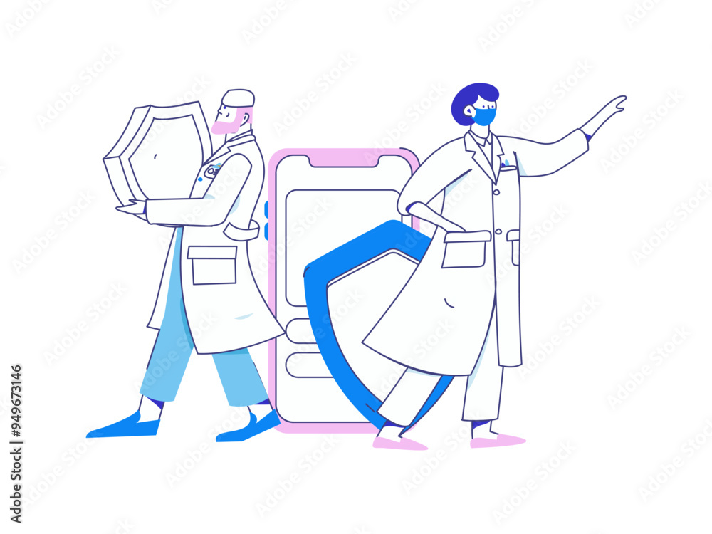 Medical characters fighting the epidemic flat vector concept operation hand drawn illustration
Medical characters fighting the epidemic flat vector concept operation hand drawn illustration