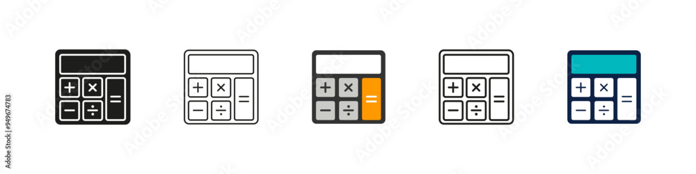 Calculator icon. Calculating vector set. Line design calculator sign. Calculator icon. Calculating vector set. Line design calculator sign.