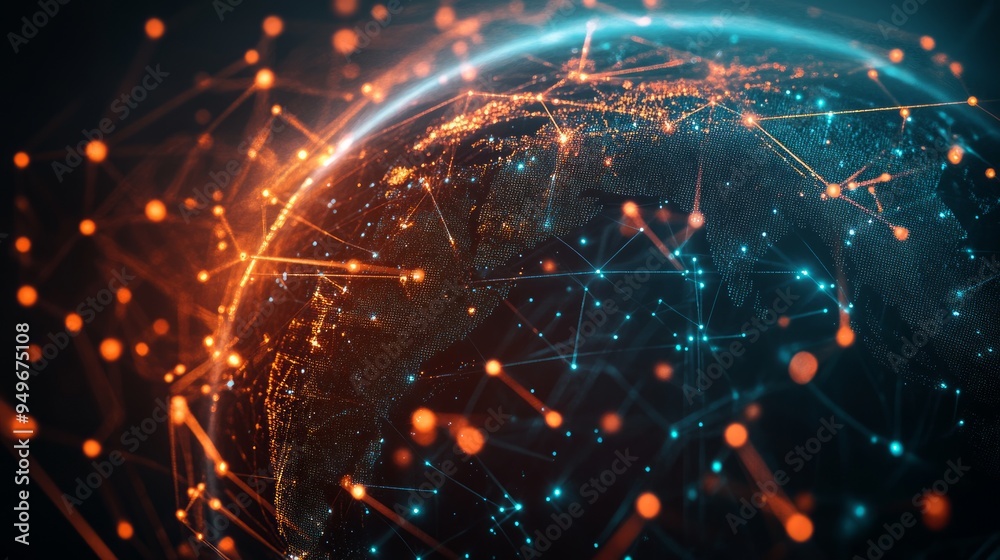 worldwide network connection, digital art illustration, worldwide network connection, digital art illustration,