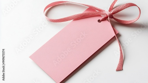 Pink blank paper bookmark isolated on white background : Generative AI