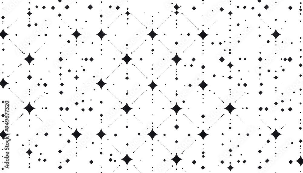 Fototapeta premium Repeating patterns of small, simple shapes like dots, crosses, or lines, spaced out across a solid background
