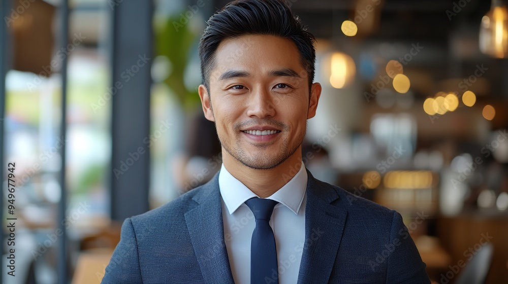 happy young and handsome asian business man in a suit smiling happy young and handsome asian business man in a suit smiling