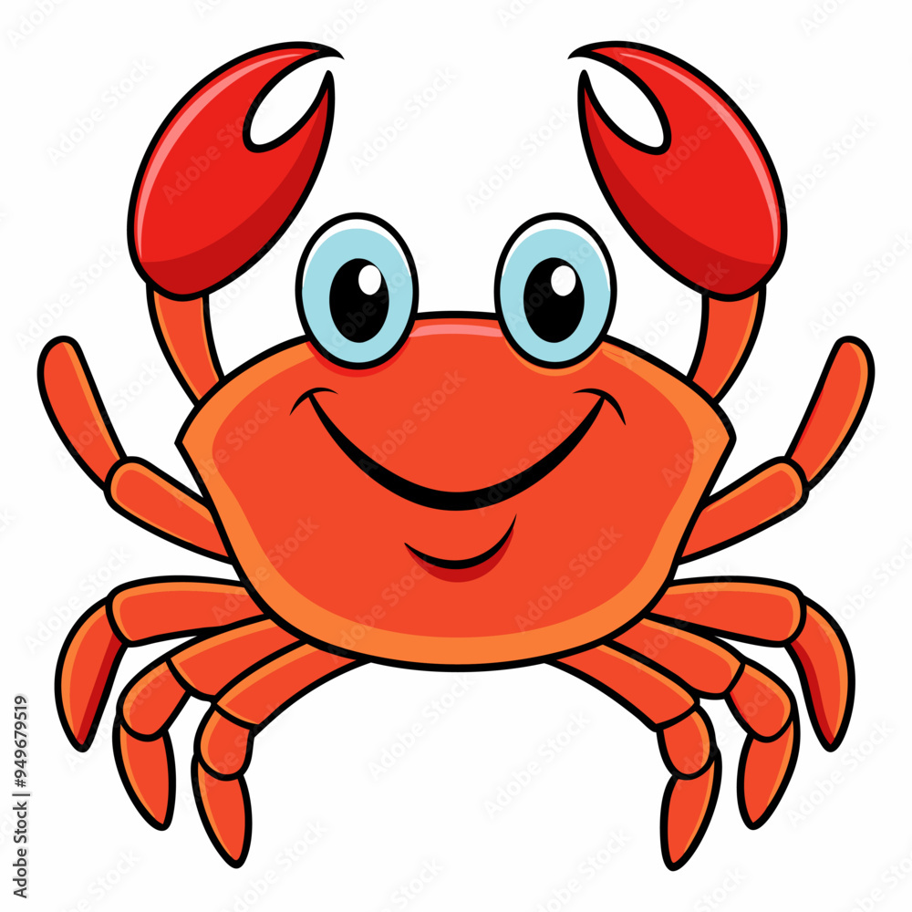 Fototapeta premium High details cartoon crab Vector illustration Isolated on white background