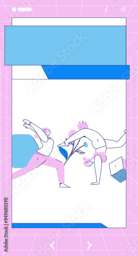 Practicing yoga, physical and mental health, flat vector character concept, operation hand drawn illustration
