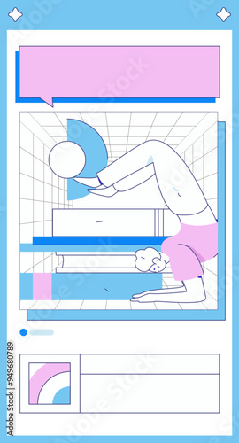 Practicing yoga, physical and mental health, flat vector character concept, operation hand drawn illustration
