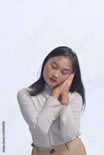 Young Asian Woman Poses and Face Expressions