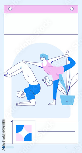 Practicing yoga, physical and mental health, flat vector character concept, operation hand drawn illustration

