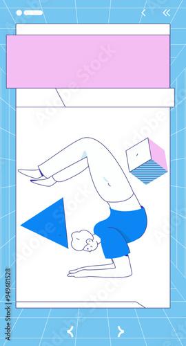 Practicing yoga, physical and mental health, flat vector character concept, operation hand drawn illustration
