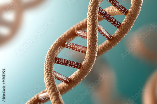 Molecular Blueprint of Life, a detailed representation of DNAs double helix structure showcasing genetic code and its role in heredity and biological functions. photo