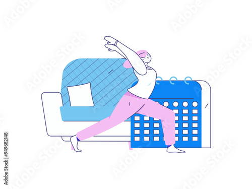 Practicing yoga, physical and mental health, flat vector character concept, operation hand drawn illustration
