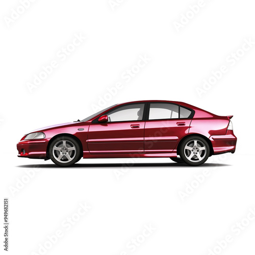Concept car sports premium coupe. Plug-in hybrid. Technologies of eco-friendly transport. Red car on white background.