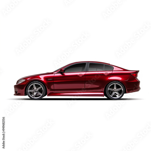 Concept car sports premium coupe. Plug-in hybrid. Technologies of eco-friendly transport. Red car on white background.