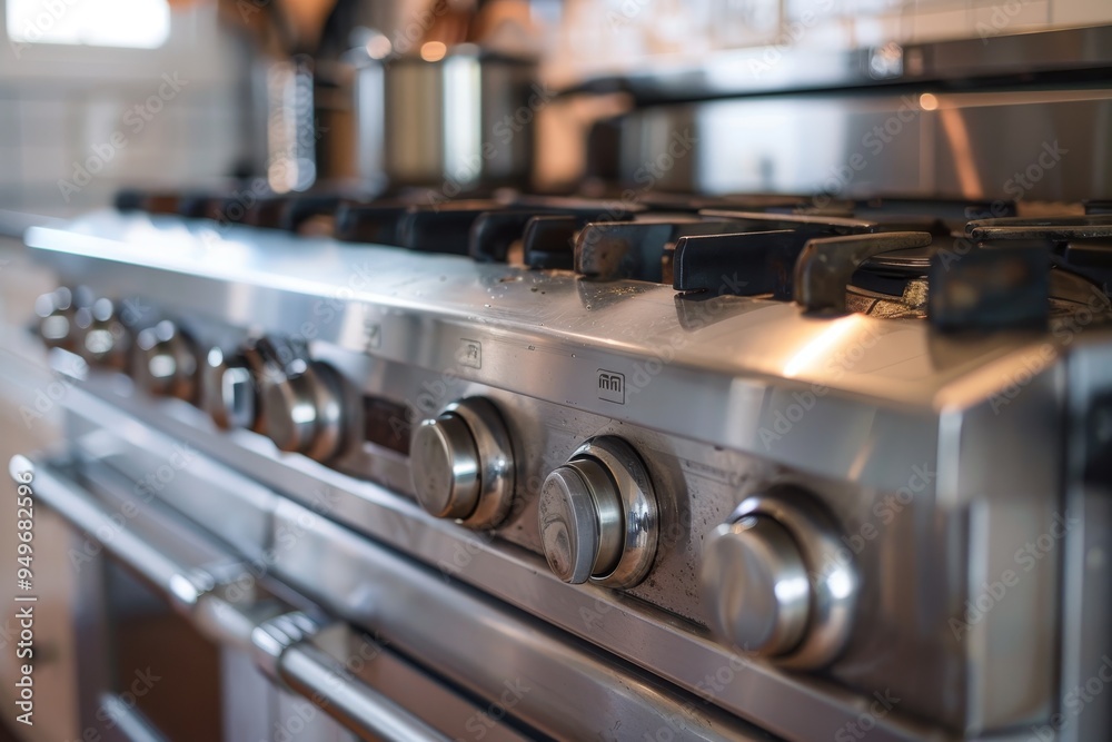 Detailed view of stainless steel oven with focus on knobs and di fcfbacebffabbca, The cook pays special attention to the knobs and dials, making sure they are spotless Detailed view of stainless steel oven with focus on knobs and di fcfbacebffabbca, The cook pays special attention to the knobs and dials, making sure they are spotless