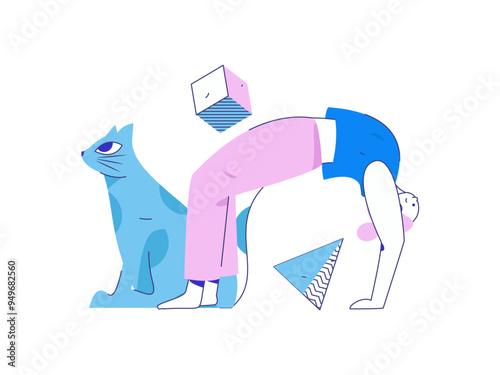 Practicing yoga, physical and mental health, flat vector character concept, operation hand drawn illustration
