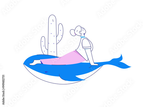 Practicing yoga, physical and mental health, flat vector character concept, operation hand drawn illustration
