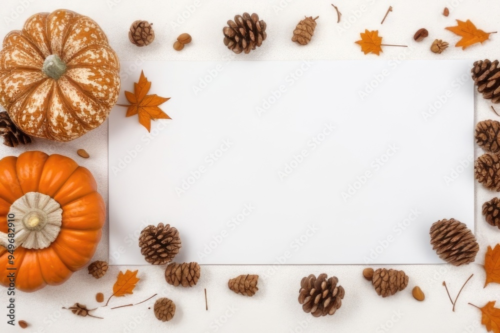 Blank white paper card with a Halloween decoration mockup Blank white paper card with a Halloween decoration mockup