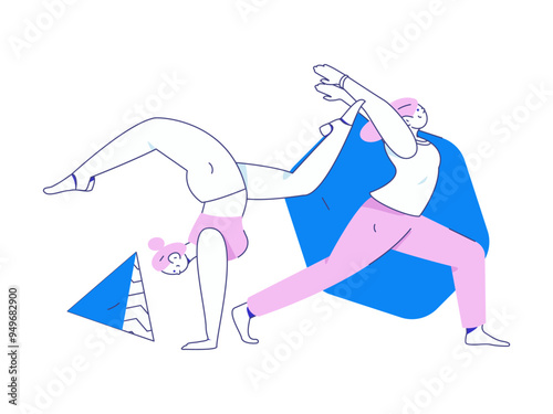 Practicing yoga, physical and mental health, flat vector character concept, operation hand drawn illustration
