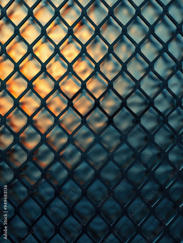A close-up of a metal mesh grid with the warm glow of sunset in the background, creating a striking contrast between the industrial design and soft lighting. A close-up of a metal mesh grid with the warm glow of sunset in the background, creating a striking contrast between the industrial design and soft lighting.