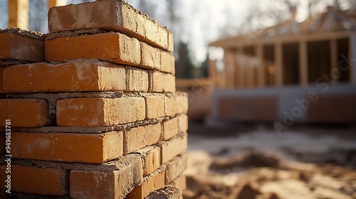 Stack of Bricks at a House Under Construction : Generative AI