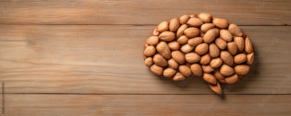 Nutrient-Rich Brain Food Concept - Close-up of Walnuts Shaped Like Brain on Rustic Wooden Table, Symbolic Healthy Eating Imagery Nutrient-Rich Brain Food Concept - Close-up of Walnuts Shaped Like Brain on Rustic Wooden Table, Symbolic Healthy Eating Imagery
