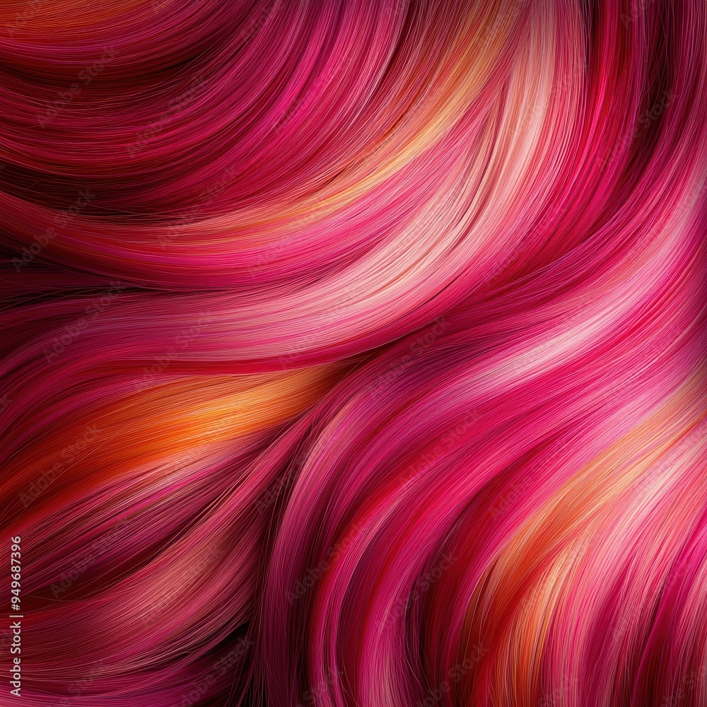 Fototapeta premium Vibrant Abstract Waves Featuring Fluid Red and Pink Hairlike Streaks with Some Orange Highlights