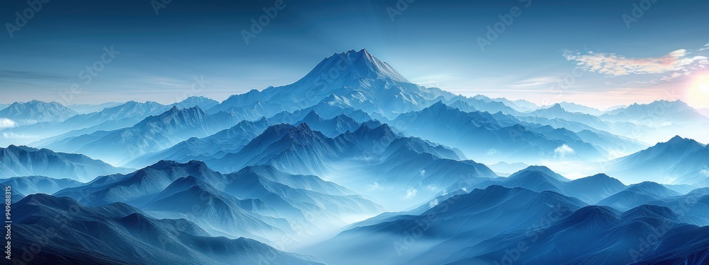 Fototapeta premium Minimalist Mountain: A minimalist composition focusing on the essential elements of a mountain landscape.