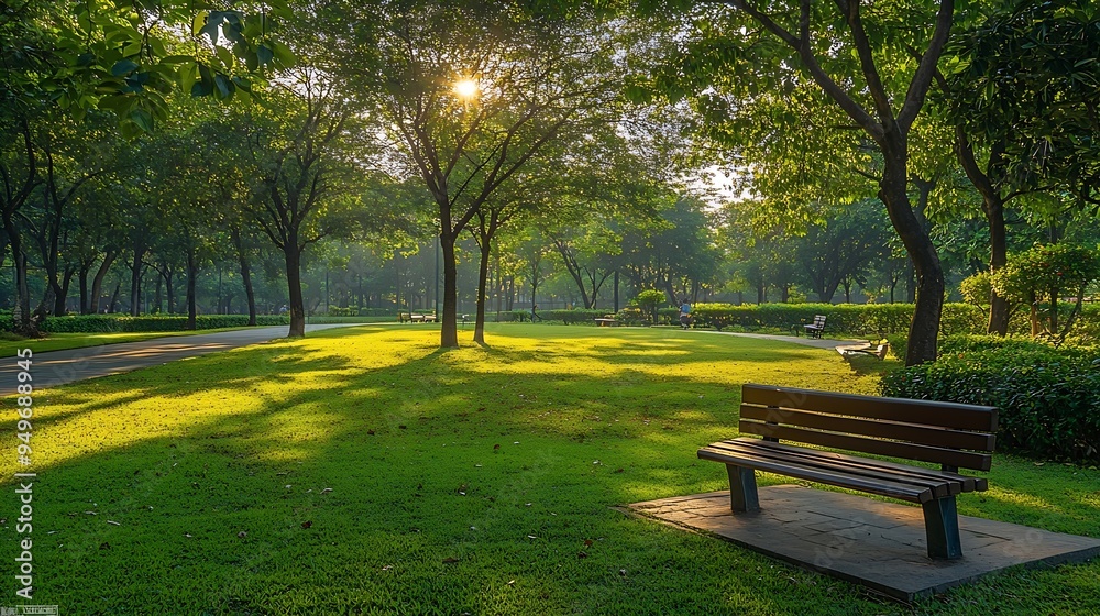 Panorama public park with clipping path : Generative AI Panorama public park with clipping path : Generative AI