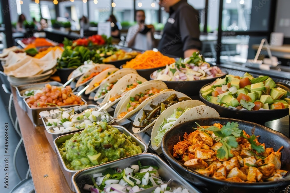 Taco Bar with Assorted Toppings and Fillings