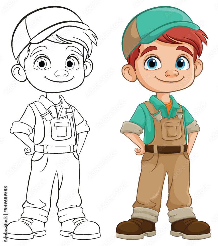 Cheerful Boy in Overalls Cheerful Boy in Overalls