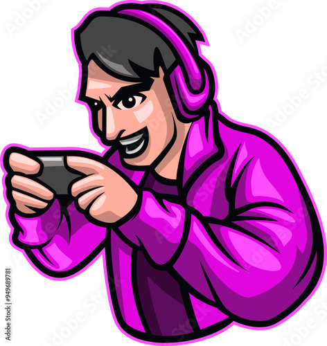 Gamer boy mascot logo vector