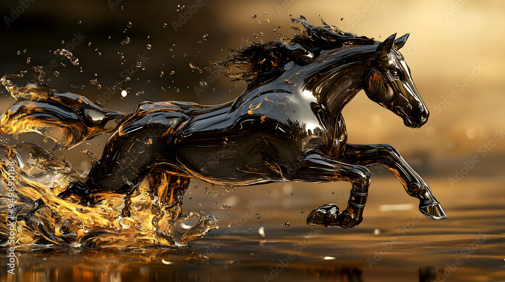 Witness the dynamic motion of engine oil as it spreads like a horse in full stride Witness the dynamic motion of engine oil as it spreads like a horse in full stride