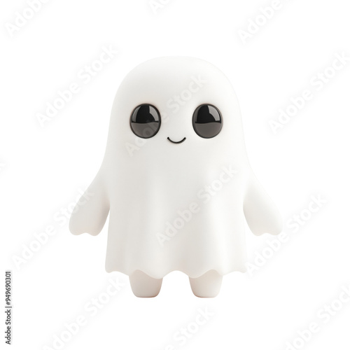 cute Ghost at center for a website isolated white background