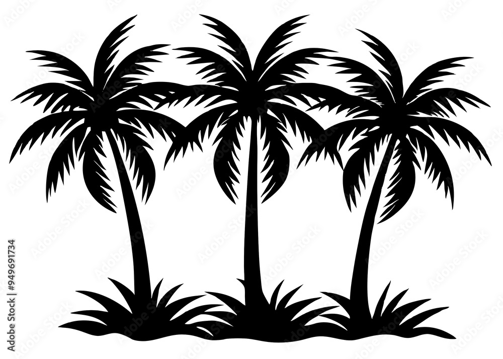 coconut Tree Silhouette image art for vector illustration on white background coconut Tree Silhouette image art for vector illustration on white background