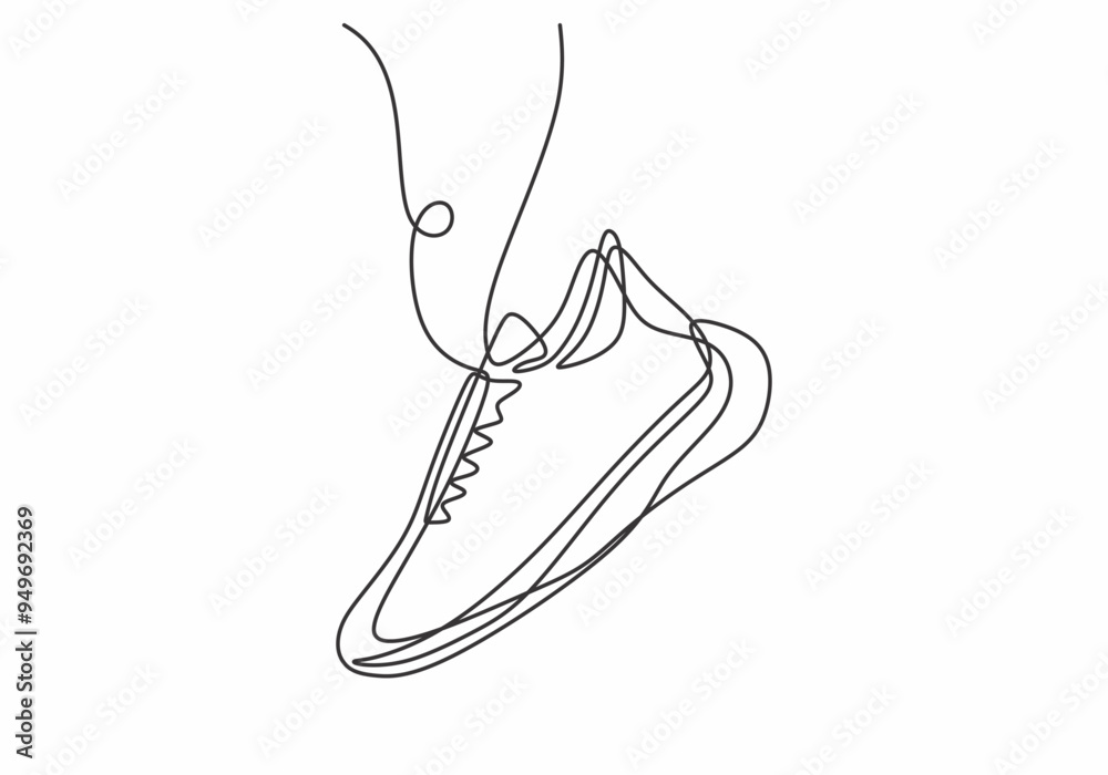Minimalist Continuous Line Art of a Running Shoe for Athletic Sports Illustration Minimalist Continuous Line Art of a Running Shoe for Athletic Sports Illustration