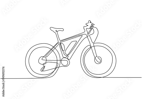 Continuous line vector bicycle design sports bike and mountain bike outline icon