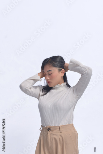 Young Asian Woman Poses and Face Expressions