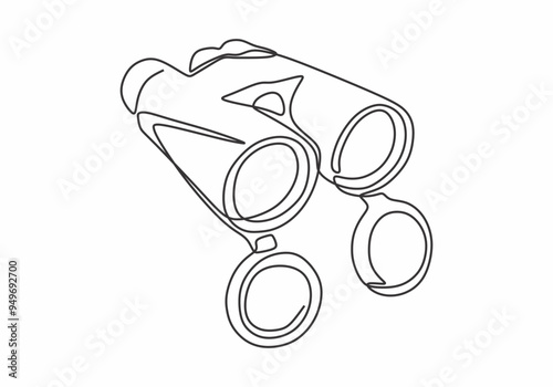 Minimalist Continuous Line Drawing of Binoculars or Telescope in Vector Illustration